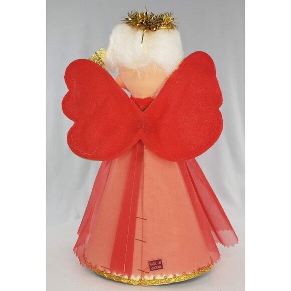 Vintage Christmas Angel Tree Topper Japan Red Mandolin - Picture 3 of 7